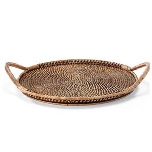 The Pampered chef round wicker serving tray 17"